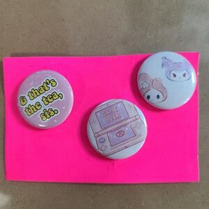 ✨️4/$10✨️ 3pc 1-inch Pinback button set Girly